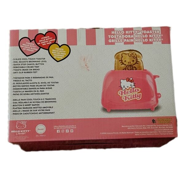 hello kitty 2 slice toaster adjustable browning prints graphic on toast - Picture 3 of 5